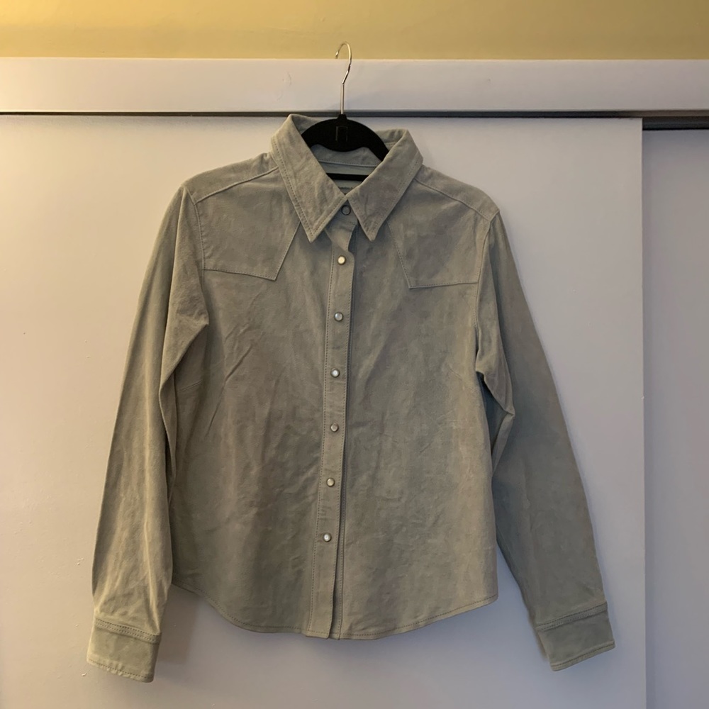 Brandon Thomas light blue suede shirt (size M)